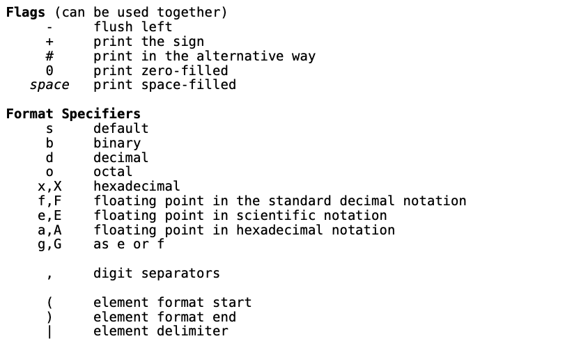 格式说明符和标志