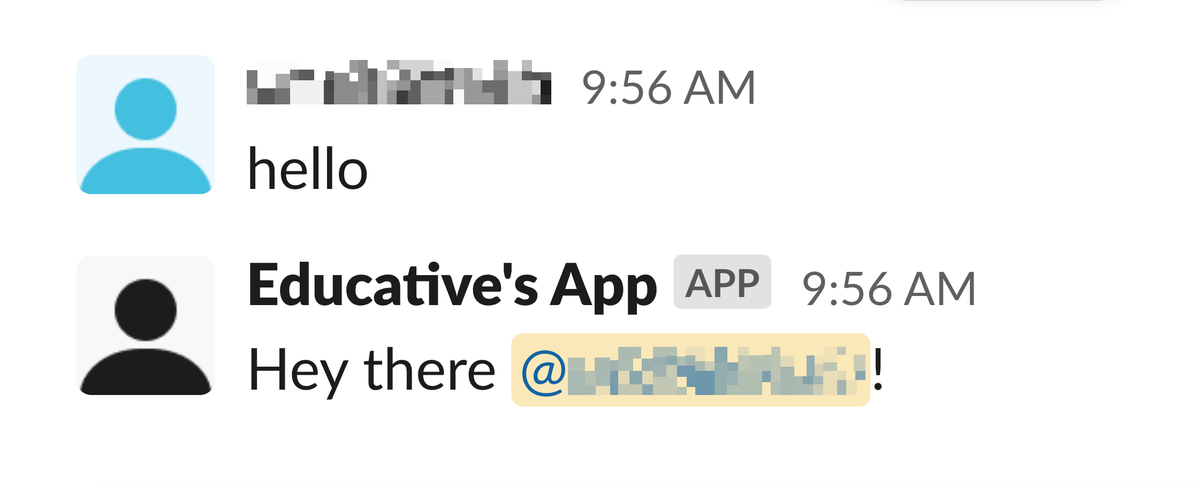 Slack 应用中的预期输出
