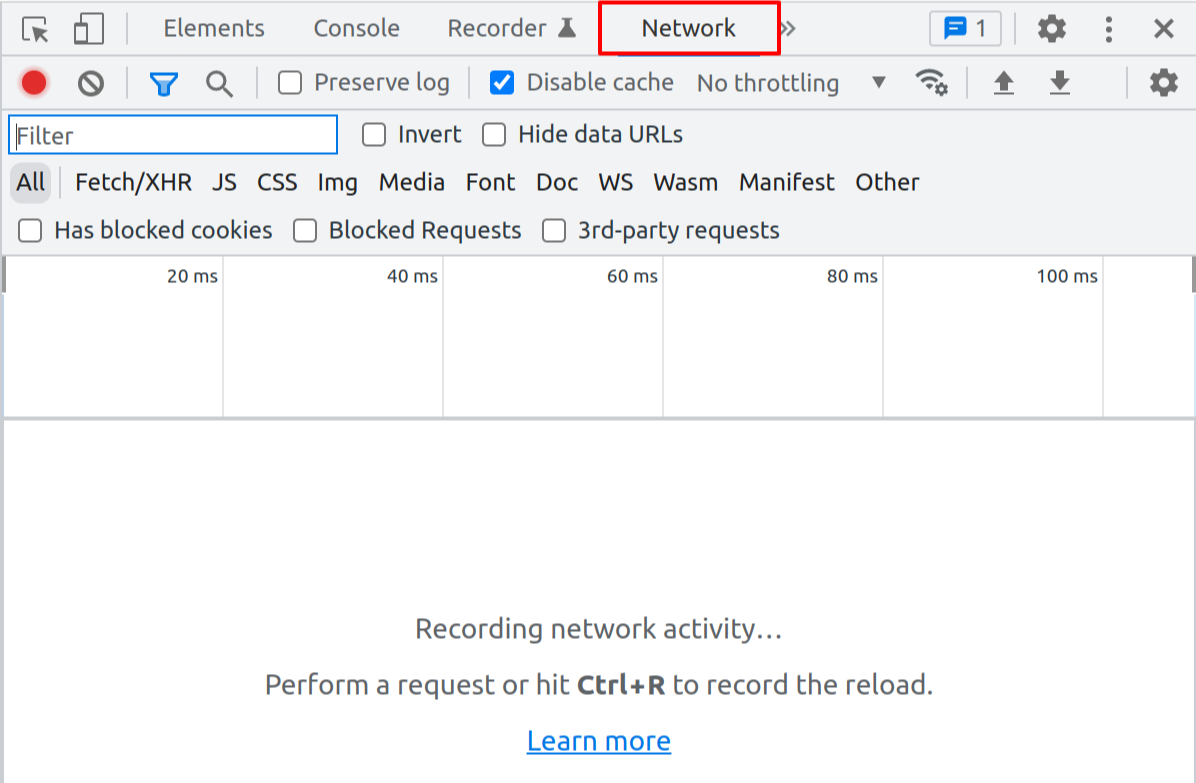 Chrome DevTools 的 Network 标签页截图