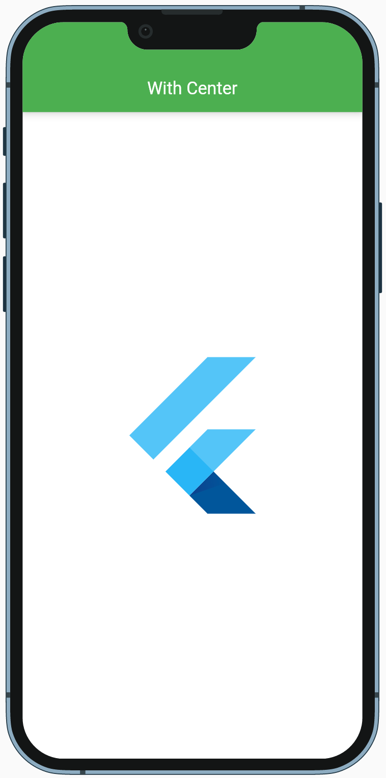 在 Center 控件内放置的 Flutter 标志