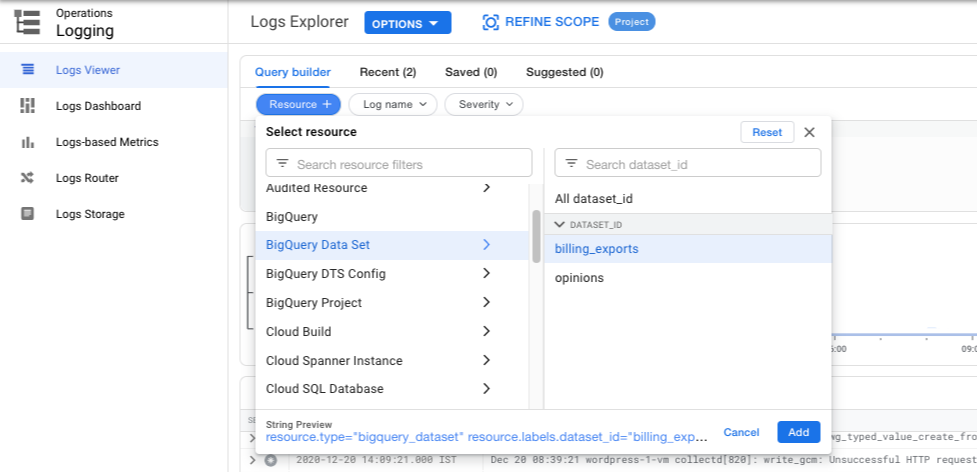 Log viewer and logs of all available services.